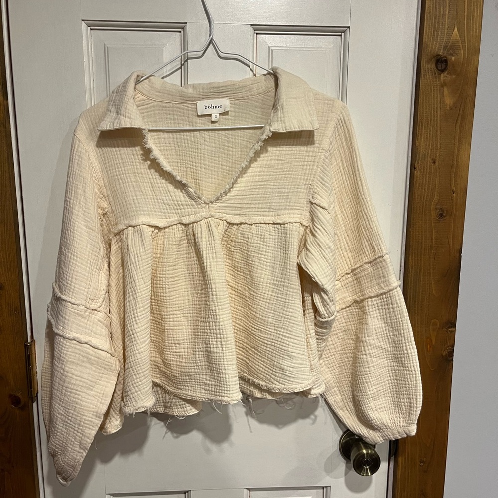 Bohme Cream Textured Blouse